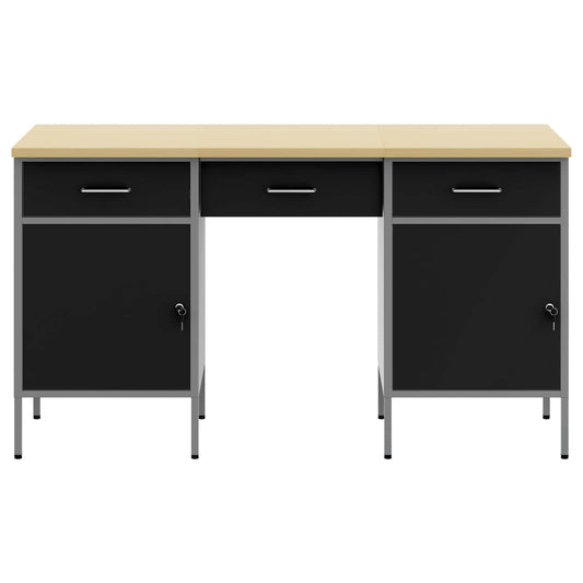 Work Cabinet with Drawer 3 pcs Black Engineered Wood and Steel Work Cabinet with Drawer 3 pcs Black Engineered Wood and Steel
