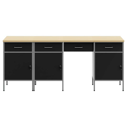 Work Cabinet with Drawer 4 pcs Black Engineered Wood and Steel Work Cabinet with Drawer 4 pcs Black Engineered Wood and Steel