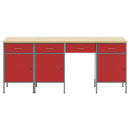 Work Cabinet with Drawer 4 pcs Red Engineered Wood and Steel Work Cabinet with Drawer 4 pcs Red Engineered Wood and Steel