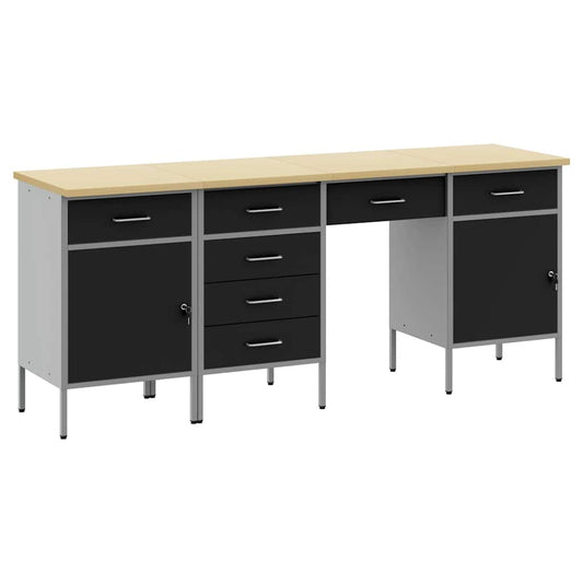 Work Cabinet with Drawer 4 pcs Black Engineered Wood and Steel Work Cabinet with Drawer 4 pcs Black Engineered Wood and Steel