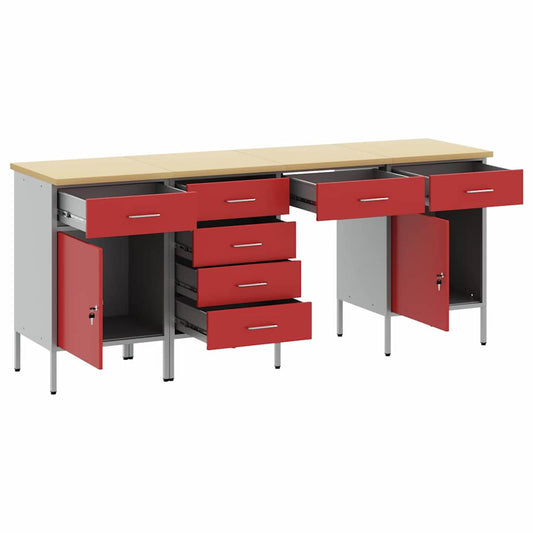 Work Cabinet with Drawer 4 pcs Red Engineered Wood and Steel Work Cabinet with Drawer 4 pcs Red Engineered Wood and Steel