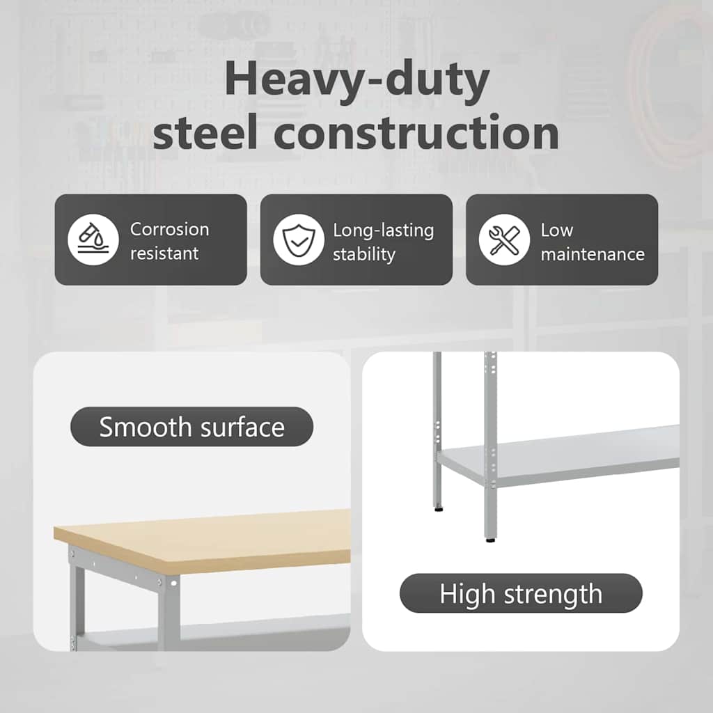 Work Bench Set 3 pcs Beige and Grey Powder-Coated Steel