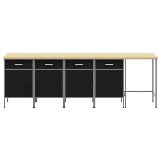 Work Cabinet Set with Drawer with Storage 5 pcs Black and Grey Work Cabinet Set with Drawer with Storage 5 pcs Black and Grey