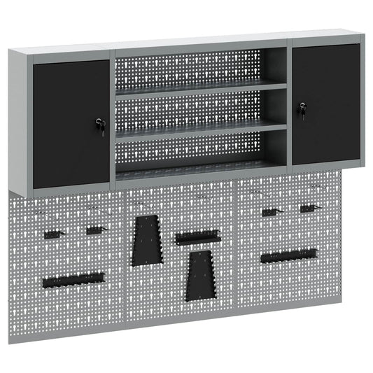 Tool Cabinet Set with Shelf with Storage 6 pcs Black Steel Tool Cabinet Set with Shelf with Storage 6 pcs Black Steel