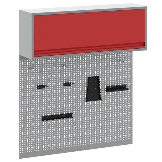 Tool Cabinet Set with Shelf 3 pcs Red Powder-Coated Steel Tool Cabinet Set with Shelf 3 pcs Red Powder-Coated Steel