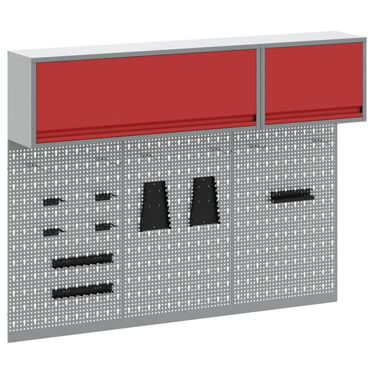 Tool Cabinet Set with Shelf with Storage 5 pcs Red Steel Tool Cabinet Set with Shelf with Storage 5 pcs Red Steel