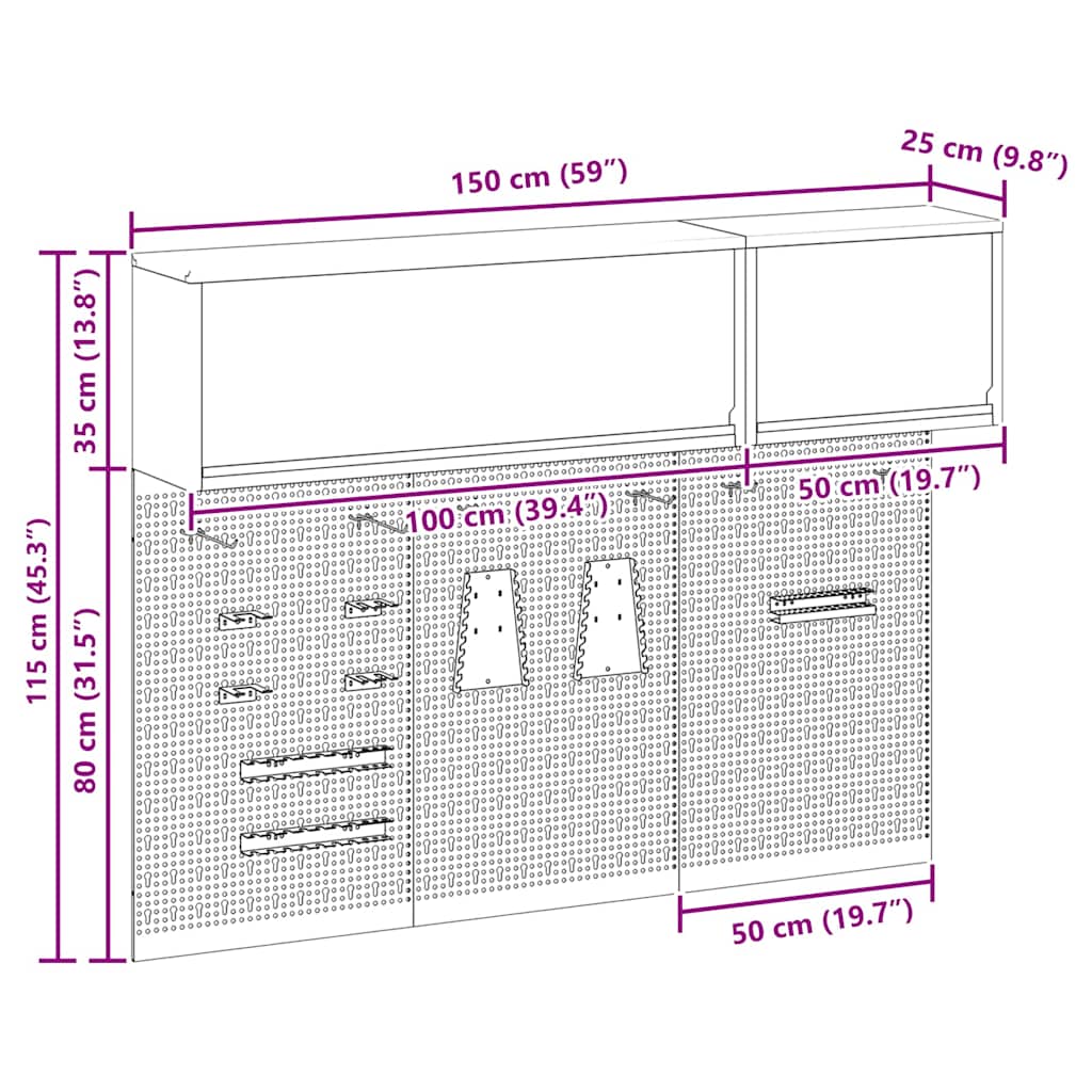 Tool Cabinet Set with Shelf with Storage 5 pcs Red Steel