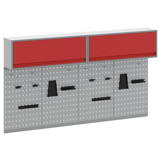 Tool Cabinet Set with Shelf with Storage 6 pcs Red Steel Tool Cabinet Set with Shelf with Storage 6 pcs Red Steel