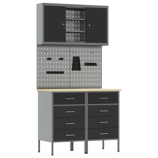 Work Cabinet Set 5 pcs Black Steel and Engineered Wood Work Cabinet Set 5 pcs Black Steel and Engineered Wood
