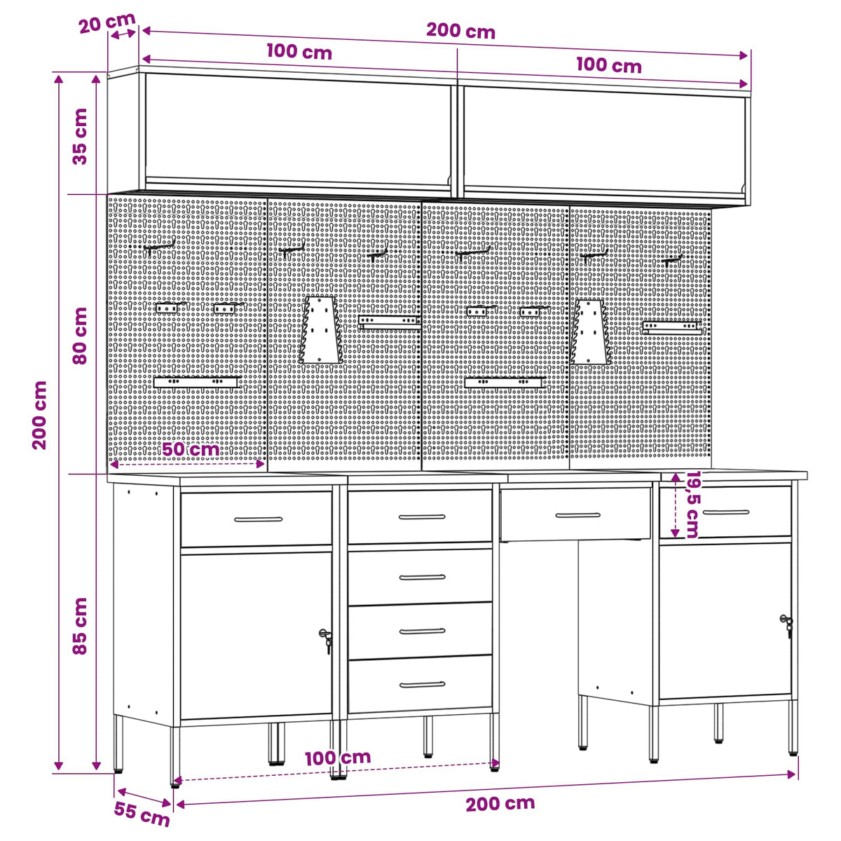 Work Cabinet Set with Drawer with Storage Manual 10 pcs Red