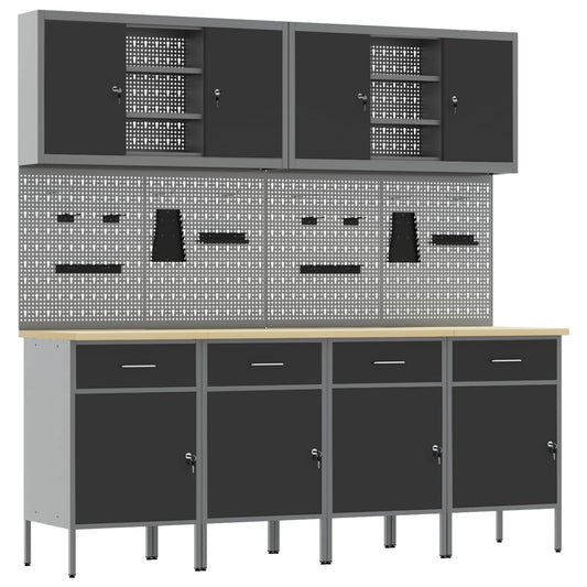 Work Cabinet with Drawer 10 pcs Black Engineered Wood and Steel Work Cabinet with Drawer 10 pcs Black Engineered Wood and Steel