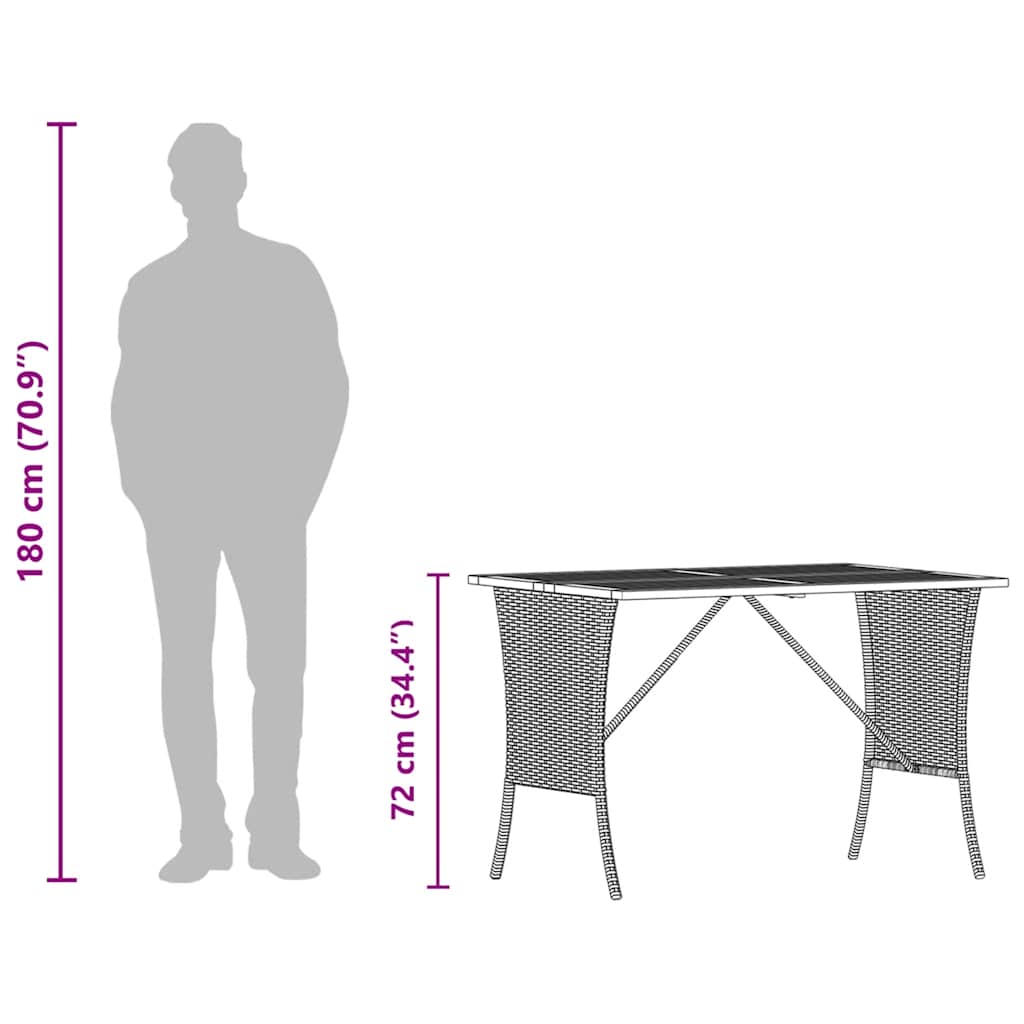 Garden Table with Acacia Wood Top Black 105x75x72cm Poly Rattan