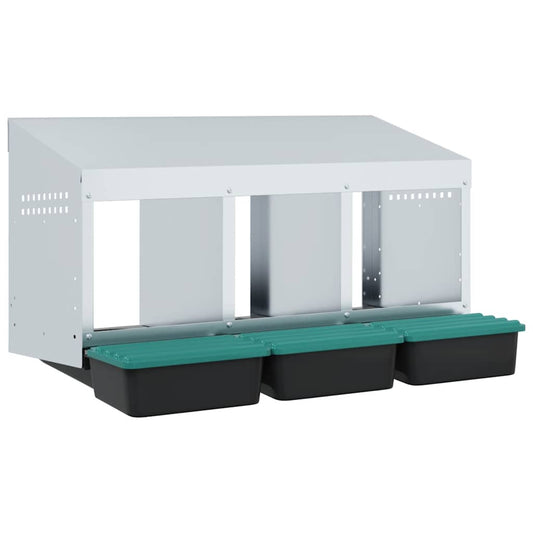 Chicken Nesting Box 3 Compartments Wall-Mounted Galvanised Steel Chicken Nesting Box 3 Compartments Wall-Mounted Galvanised Steel