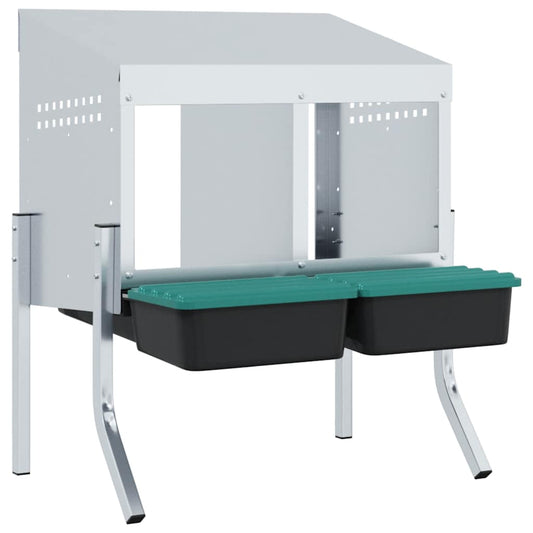 Chicken Nesting Box 2 Compartments with Legs Galvanised Steel Chicken Nesting Box 2 Compartments with Legs Galvanised Steel