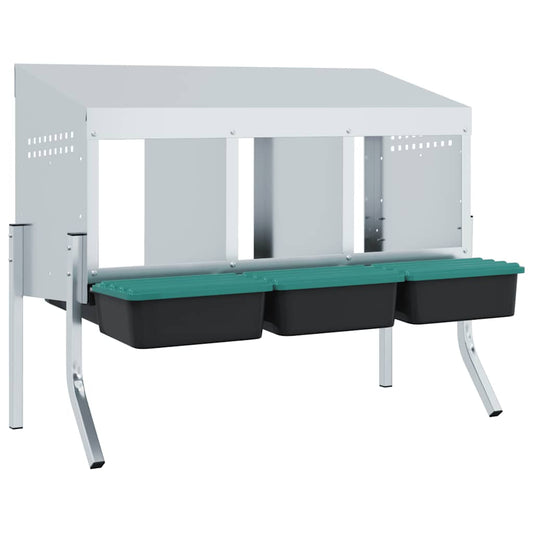 Chicken Nesting Box 3 Compartments with Legs Galvanised Steel Chicken Nesting Box 3 Compartments with Legs Galvanised Steel