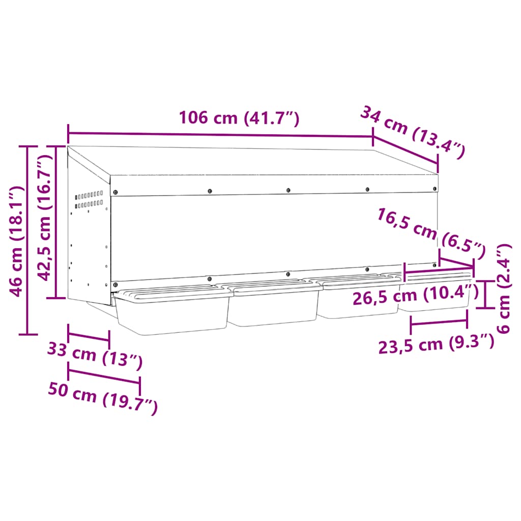 Chicken Nesting Box 4 Compartments Wall-Mounted