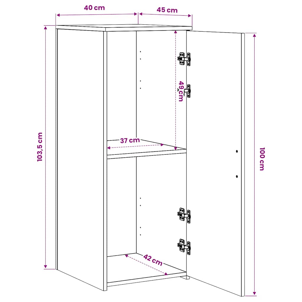 Storage Cabinet Black 40x45x103,5 cm Engineered Wood