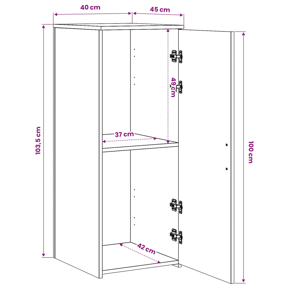 Storage Cabinet Concrete Grey 40x45x103,5 cm Engineered Wood