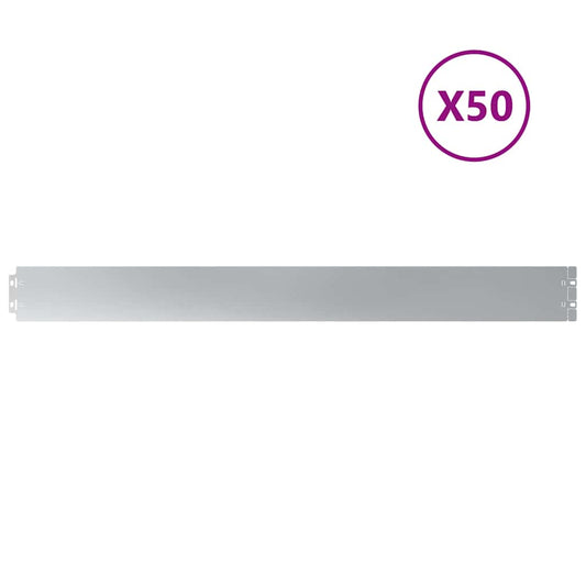 Lawn Edging 50 pcs 10 x 103 cm Galvanised Steel Silver Lawn Edging 50 pcs 10 x 103 cm Galvanised Steel Silver