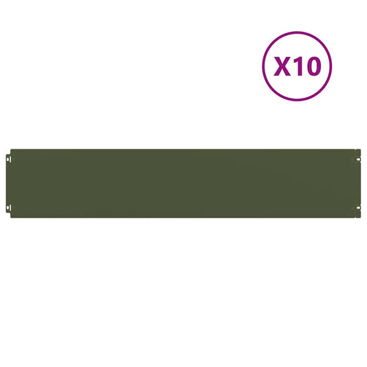 Lawn Edging 10 pcs 20 x 103 cm Steel Olive Green Lawn Edging 10 pcs 20 x 103 cm Steel Olive Green