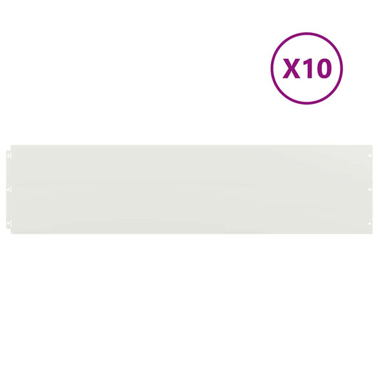 Lawn Edging 10 pcs 25 x 103 cm Steel White Lawn Edging 10 pcs 25 x 103 cm Steel White