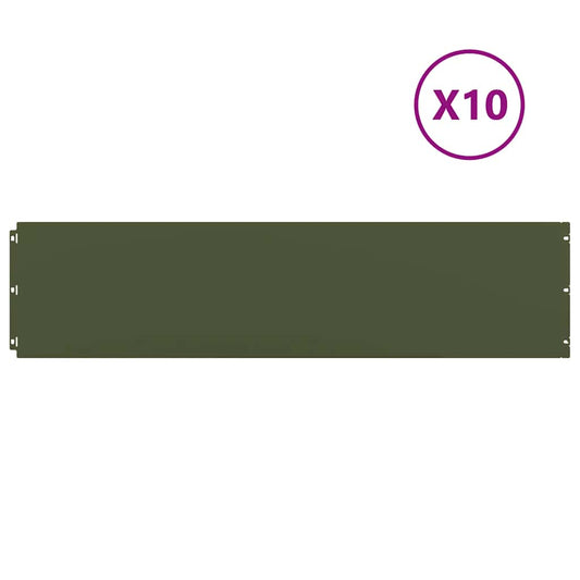 Lawn Edging 10 pcs 25 x 103 cm Steel Olive Green Lawn Edging 10 pcs 25 x 103 cm Steel Olive Green