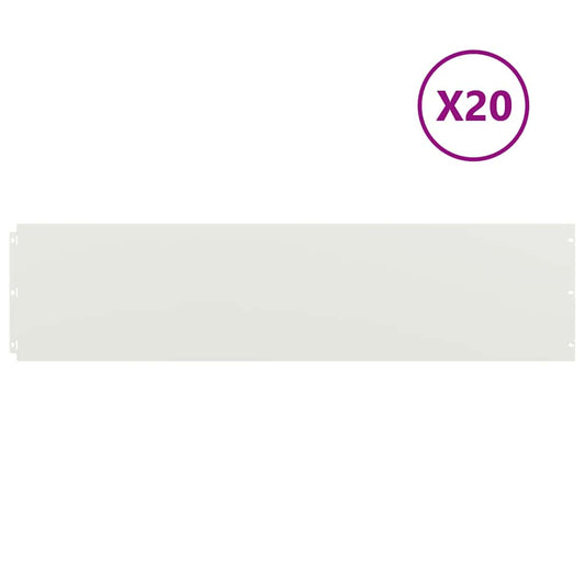 Lawn Edging 20 pcs 25 x 103 cm Steel White Lawn Edging 20 pcs 25 x 103 cm Steel White