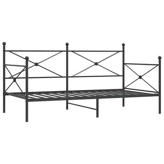 Day Bed without Mattress Black 107x203 cm Steel Day Bed without Mattress Black 107x203 cm Steel
