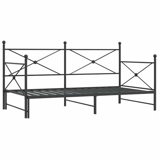 Daybed with Trundle without Mattress Black 107x203 cm Steel Daybed with Trundle without Mattress Black 107x203 cm Steel