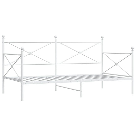 Day Bed without Mattress White 100x200 cm Steel Day Bed without Mattress White 100x200 cm Steel