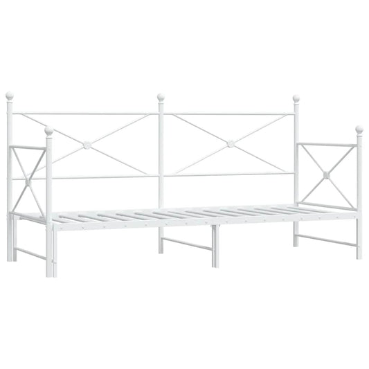 Daybed with Trundle without Mattress White 75x190 cm Steel Daybed with Trundle without Mattress White 75x190 cm Steel