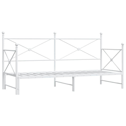 Daybed with Trundle without Mattress White 90x190 cm Steel Daybed with Trundle without Mattress White 90x190 cm Steel
