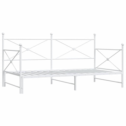 Daybed with Trundle without Mattress White 100x190 cm Steel Daybed with Trundle without Mattress White 100x190 cm Steel