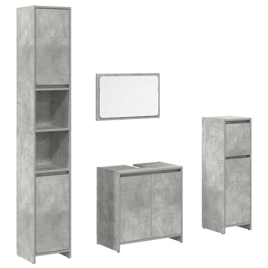 4 Piece Bathroom Furniture Set Concrete Grey Engineered Wood 4 Piece Bathroom Furniture Set Concrete Grey Engineered Wood
