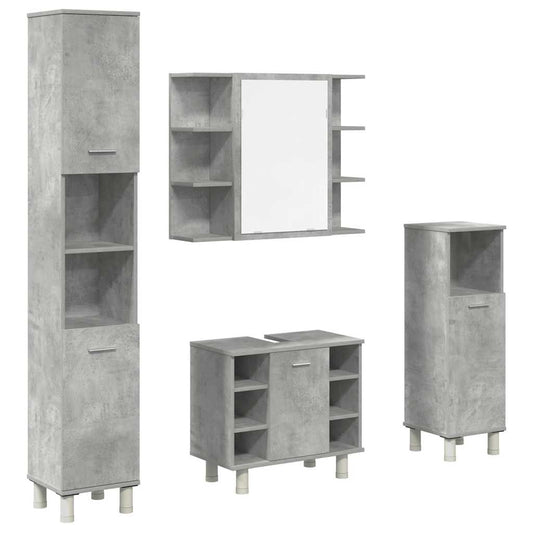 4 Piece Bathroom Furniture Set Concrete Grey Engineered Wood 4 Piece Bathroom Furniture Set Concrete Grey Engineered Wood