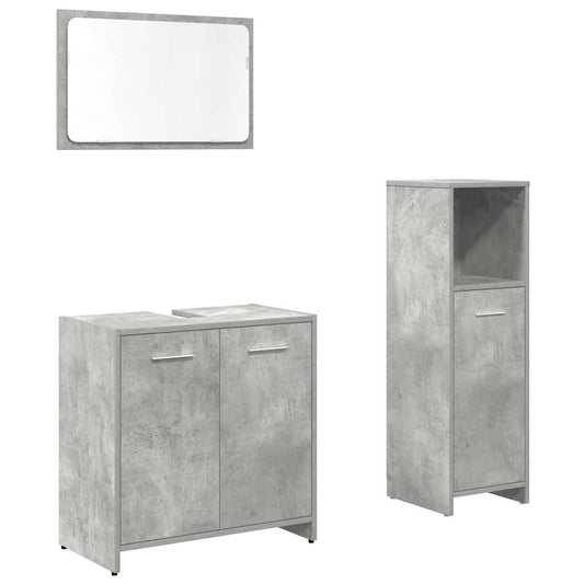 3 Piece Bathroom Furniture Set Concrete Grey Engineered Wood 3 Piece Bathroom Furniture Set Concrete Grey Engineered Wood
