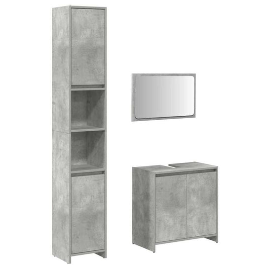 3 Piece Bathroom Furniture Set Concrete Grey Engineered Wood 3 Piece Bathroom Furniture Set Concrete Grey Engineered Wood