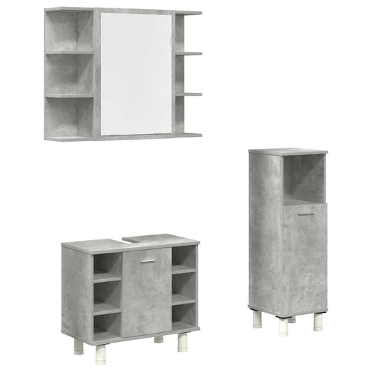 3 Piece Bathroom Furniture Set Concrete Grey Engineered Wood 3 Piece Bathroom Furniture Set Concrete Grey Engineered Wood