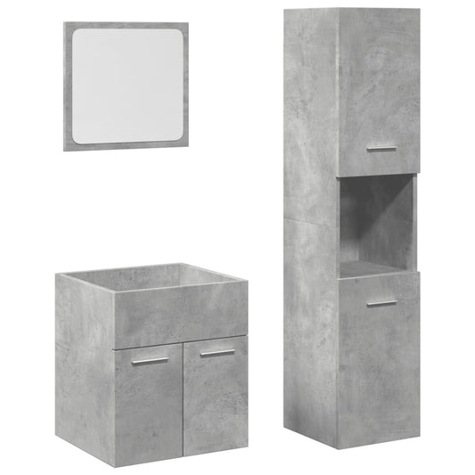 3 Piece Bathroom Furniture Set Concrete Grey Engineered Wood 3 Piece Bathroom Furniture Set Concrete Grey Engineered Wood