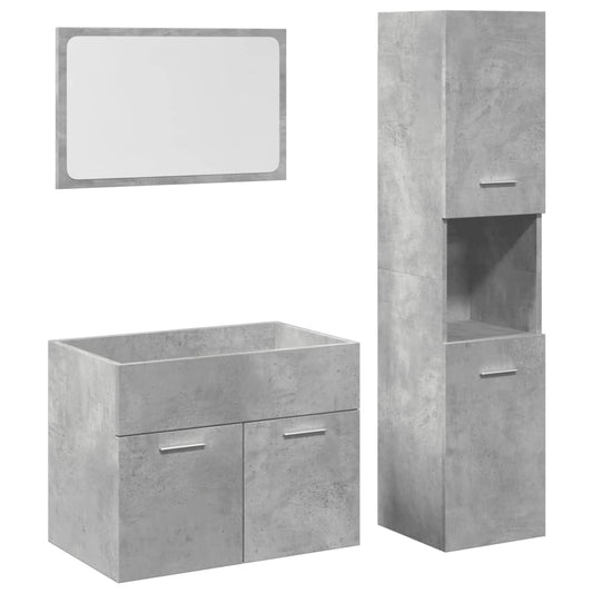 3 Piece Bathroom Furniture Set Concrete Grey Engineered Wood 3 Piece Bathroom Furniture Set Concrete Grey Engineered Wood