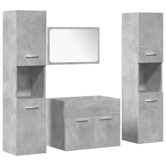 4 Piece Bathroom Furniture Set Concrete Grey Engineered Wood 4 Piece Bathroom Furniture Set Concrete Grey Engineered Wood