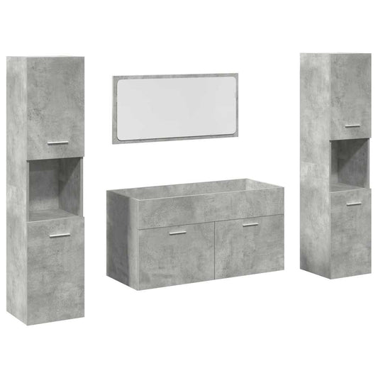 4 Piece Bathroom Furniture Set Concrete Grey Engineered Wood 4 Piece Bathroom Furniture Set Concrete Grey Engineered Wood