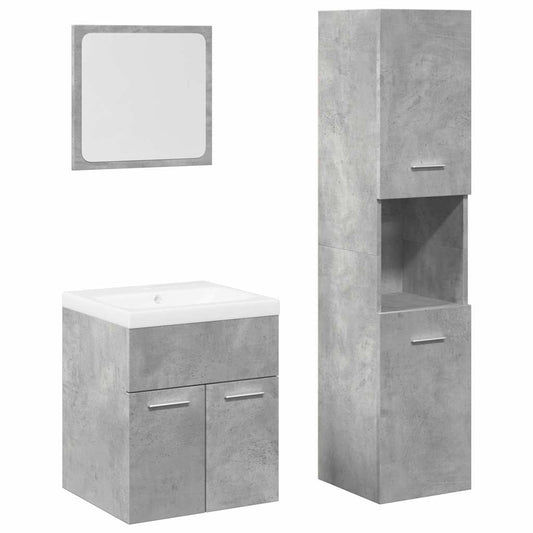 4 Piece Bathroom Furniture Set Concrete Grey Engineered Wood 4 Piece Bathroom Furniture Set Concrete Grey Engineered Wood