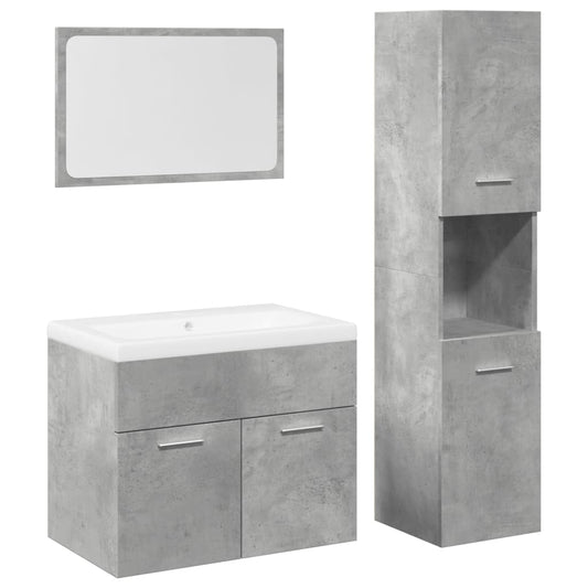 4 Piece Bathroom Furniture Set Concrete Grey Engineered Wood 4 Piece Bathroom Furniture Set Concrete Grey Engineered Wood