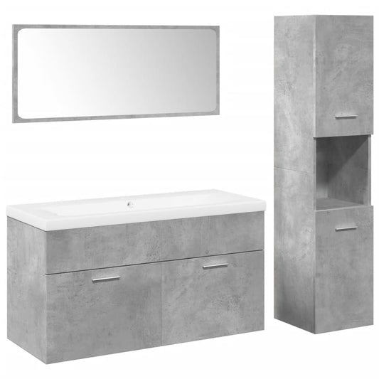 4 Piece Bathroom Furniture Set Concrete Grey Engineered Wood 4 Piece Bathroom Furniture Set Concrete Grey Engineered Wood