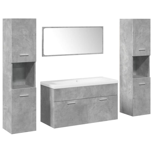 5 Piece Bathroom Furniture Set Concrete Grey Engineered Wood 5 Piece Bathroom Furniture Set Concrete Grey Engineered Wood