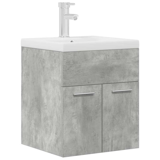 Bathroom Sink Cabinet with Built-in Basin and Faucet Concrete Grey Bathroom Sink Cabinet with Built-in Basin and Faucet Concrete Grey