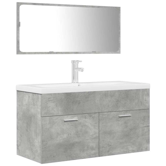 3 Piece Bathroom Furniture Set Concrete Grey Engineered Wood 3 Piece Bathroom Furniture Set Concrete Grey Engineered Wood