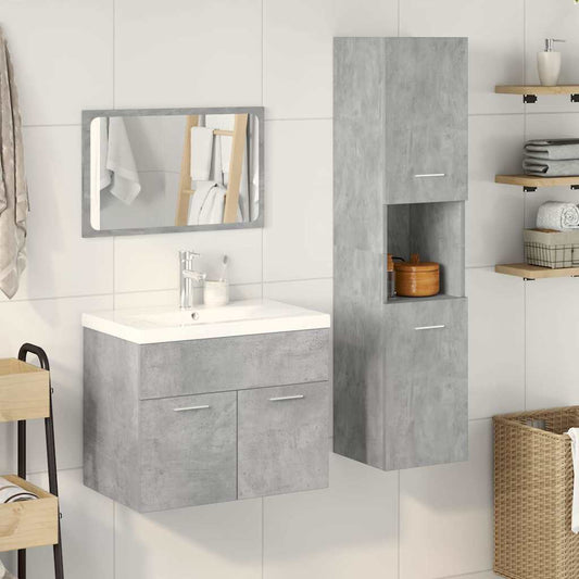 4 Piece Bathroom Furniture Set Concrete Grey Engineered Wood 4 Piece Bathroom Furniture Set Concrete Grey Engineered Wood