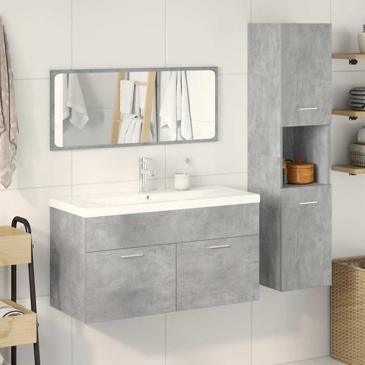 4 Piece Bathroom Furniture Set Concrete Grey Engineered Wood 4 Piece Bathroom Furniture Set Concrete Grey Engineered Wood